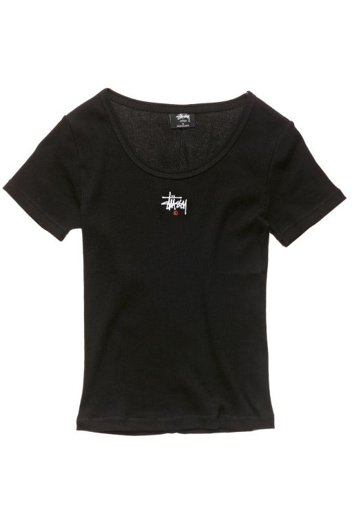 Stussy Womens Graffiti Rib SS T Shirt Black - ZCFEP5716